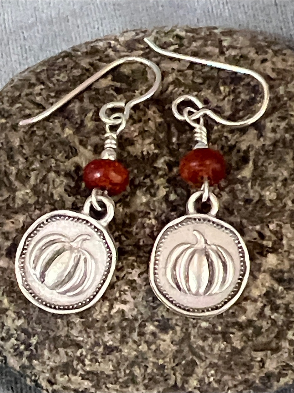 Pumpkin charm sterling 925 dangle earrings Picasso Jasper gemstones